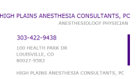 High plains anesthesia consultants, pc